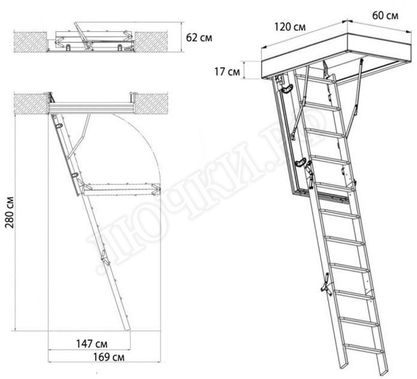 Чердачная лестница Oman Polar Plus 600*1200*2800 Чердачная лестница Oman Polar Plus 600*1200*2800